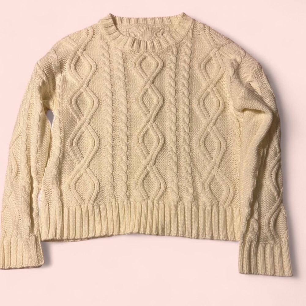 Cable Knit Off White Sweater
